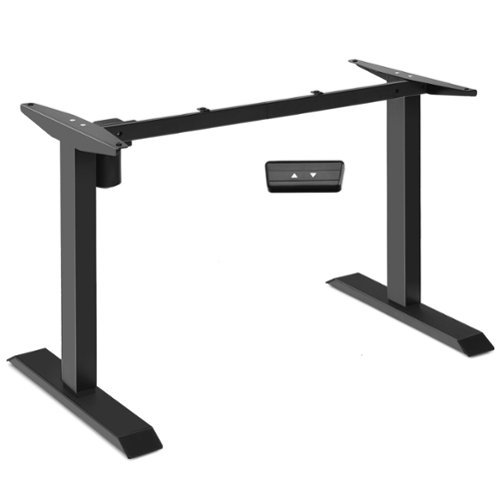 Costway - Electric Sit to Stand Adjustable Desk Frame w/ Button Controller - Black-Front_Standard 