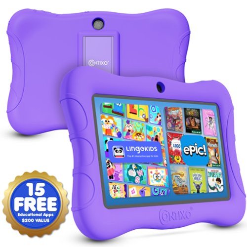 Contixo - V9 Kids Tablet 32GB, 7” WiFi Learning Device with Parental Controls, Shockproof Case, Epic! & LingoKids Apps - Purple-Front_Standard 