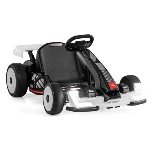 Gymax - Licensed Audi 24V Kids Go Kart w/2 x 150W Motors & 8 MPH High Speed Horn - Black, White-Front_Standard 