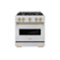 ZLINE - Autograph 30 in. Classic Satin Steel Gas Range w/ 4 Burners & Bronze Accents (CGRSZ-30-CB) - Stainless Steel-Front_Standard 