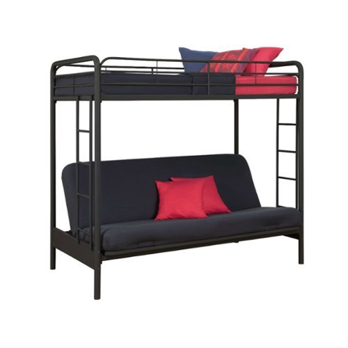 Hivvago - Twin over Full Futon Bunk Bed Sleeper Sofa in Metal - Black-Front_Standard 