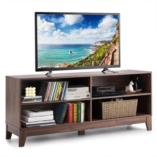 Costway - 58'' Modern Wood TV Stand Console Storage Entertainment Media Center - Walnut