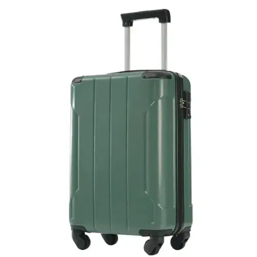 Front. BreeBe - Hardshell Luggage 20" Lightweight Durable ABS Suitcase with Double Spinner Wheels, TSA Lock, Travel Carry-On - Green.