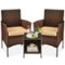 Best Choice Products - 3-Piece Outdoor Wicker Conversation Patio Bistro Set, w/ 2 Chairs, Table - Brown/Tan-Front_Standard