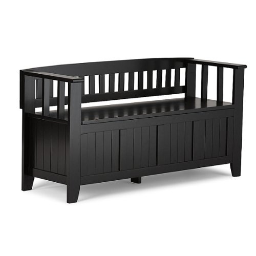 Simpli Home - Acadian SOLID WOOD 48 inch Wide Transitional Entryway Storage Bench - Black-Front_Standard 