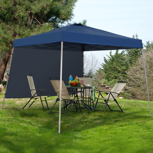 Ainfox Slant leg 10x10ft Pop Up Canopy with 1 Side Wall Blue