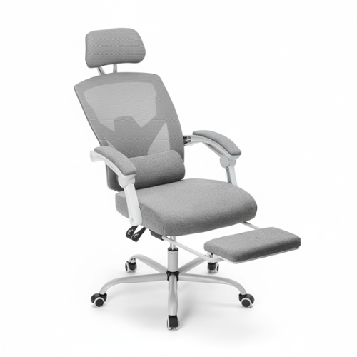 AOITUN - Grey Ergonomic Office Computer Desk Chair with Lumbar Support and Footrest - Gray-Front_Standard 