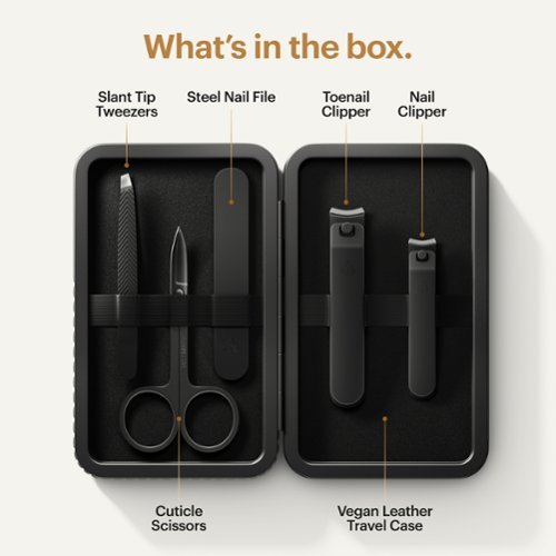 Manscaped The Shears 3.0, 5-Piece Precision Men’s Nail Grooming Travel Kit, Stainless Steel Manicure Set - Black GLOBAL SHIPPING