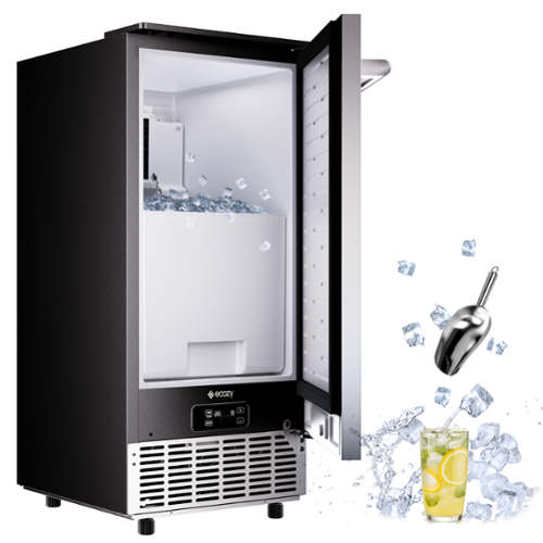 ecozy 15" Under Counter Ice Maker Machine, Built in Freestanding Ice Maker, 80 Lbs/Day, 24 Lbs Storage