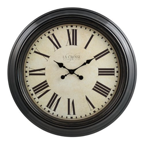 La Crosse Clock Co. - 23 Inch Maxwell Quartz Analog Wall Clock with Roman numerals - Brown-Front_Standard 