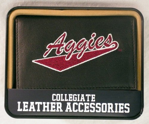Rico Industries - New Mexico State University Aggies Embroidered Black Leather Trifold Wallet - Multi-Front_Standard 
