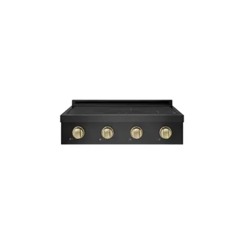 Front. ZLINE - Autograph 30 in. Paramount Built-in Induction Rangetop with 4 Element Cooktop in Black Steel & Champagne Bronze Accents - Black Stainless Steel.