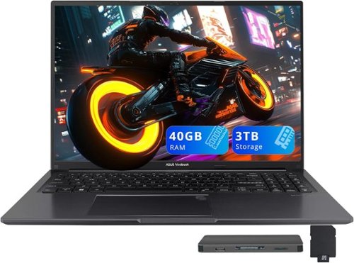 ASUS - Vivobook 16" WUXGA Laptop,Intel i7-1355U,40GB RAM,2TB SSD+1TB Dock Set,Backlit Keyboard,Fingerprint,Win 11 - Black-Front_Standard 