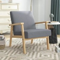 Bestier Accent Chair - Mid-Century Modern Arm Chair with Wood Armrests and Legs - Gray