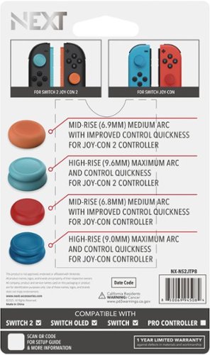 NEXT Universal Joy-Con 2 & Joy-Con Precision Thumbstick 8-Pack for Nintendo Switch 2 & Switch - Multiple Colors BUY IN SINGAPORE