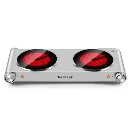 Front. Techwood - 1800w Two Infrared Burners, Infrared Ceramic Stainless Steel Portable Electric Burner For Home Rvs Apartments - Silver.