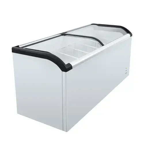Front. WHALL - WHALL Curved Top Display Freezer 19.3 Cu.ft Glass Lid Commercial Freezer with LED Lighting & Adjustable Temp Control - White.