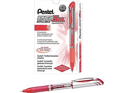 Pentel - EnerGel Deluxe Gel Pens, Medium Point, Red Ink, Dozen (BL57-B)