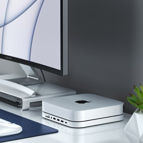 Satechi Stand & Hub for Mac Mini w/ SSD Enclosure with USB-C Data port, 3 USB-A Data ports, Micro/SD Card Readers, & 3.5mm Audio - Silver BUY IN EUROPE