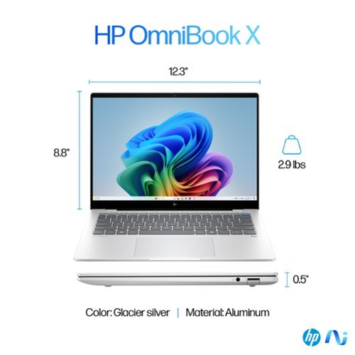 HP OmniBook X - Copilot+ PC - 14 2.2K Touch-Screen Laptop - Snapdragon X Plus - 16GB Memory - 512GB SSD - Glacier Silver SHOP ONLINE