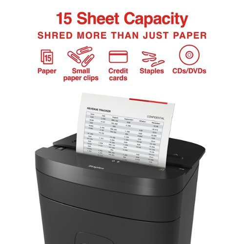 Staples 15 Sheet Cross Cut Multi Media Shredder (ST62154) Black