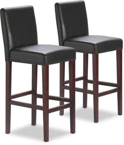 Serta - Liam 29.5" Leather Bar Wood Stool Set of 2 - Dark Brown