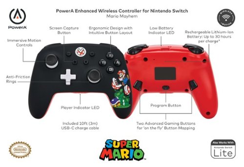 PowerA Enhanced Wireless Controller for Nintendo Switch - Mario Mayhem WORLDWIDE DELIVERY