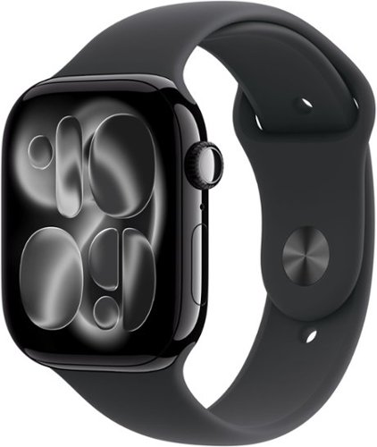 Apple Watch Series 11 (GPS+Cellular) 46mm Aluminum Case with Black Sport Band - M/L - Jet Black (AT&T) - (2025)-Front_Standard 