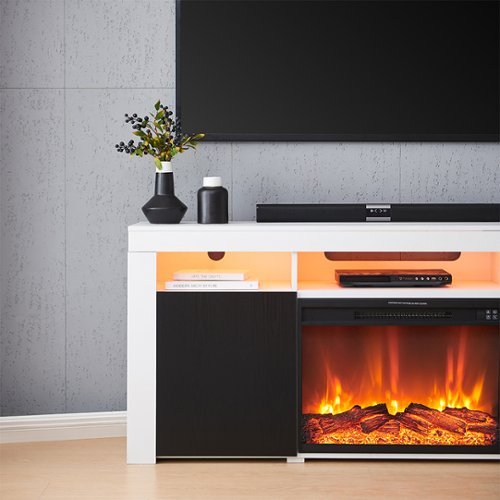 Living Essentials Corp Lenexa TV Console with Firebox White/Black