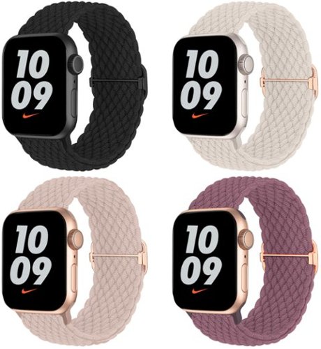 Tronsmart - 4 Pack Stretchy Solo Loop for Apple Watch 38mm 40mm 41mm 42mm 44mm 45mm 49mm, Nylon Elastic Braided Strap for Series 1-9 - 38mm/40mm/41mm