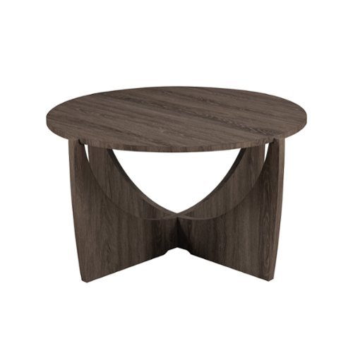Walker Edison - Contemporary Arch-Base Round Coffee Table - Cerused Ash-Front_Standard 
