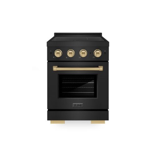 ZLINE - Autograph 24 in. 3.2 cu. ft. Paramount Freestanding Induction Range with 3 Burners in Black Steel with Bronze Accents - Black Stainless Steel