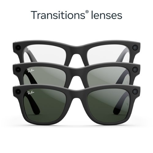 Ray-Ban Meta Wayfarer Large glasses with Meta Ai, Audio, Photo, Video Compatibility - Clear to Green Transitions Lenses - Matte Black WORLDWIDE DELIVERY