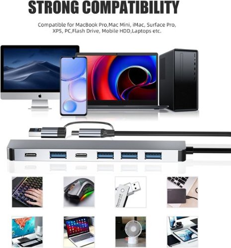 Core Tech 7 in 1 USB C Hub with USB 3.0 & USB 2.0 Ports for