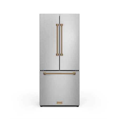 Gordon Ramsay Series by Thor Kitchen 17.5 Cu. Ft. Counter Depth Refrigerator with Bronze Hardware - Stainless Steel