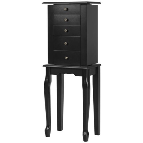 Costway Jewelry Cabinet Storage Chest Standing Organizer Mirror - Black