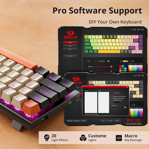 REDRAGON K633CGO-RGB Wired 60% Mechanical Gaming Keyboard, RGB Backlit 68 Keys Progammable Keyboard, Hot-Swappable Red Switch - Black/Beige/Orange BUY ONLINE
