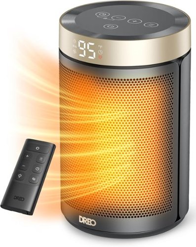 Dreo - Space Heater, Portable Electric Heaters for Indoor Use with Thermostat and Remote, Digital Display, 12H Timer, 5 Mode - Gold-Front_Standard 