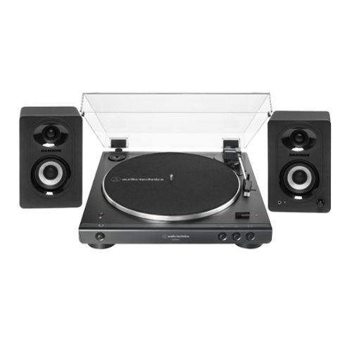 Audio-Technica - AudioTechnica ATLP60XBT Bluetooth Turntable Black Bundle with Speakers Pair-Front_Standard 