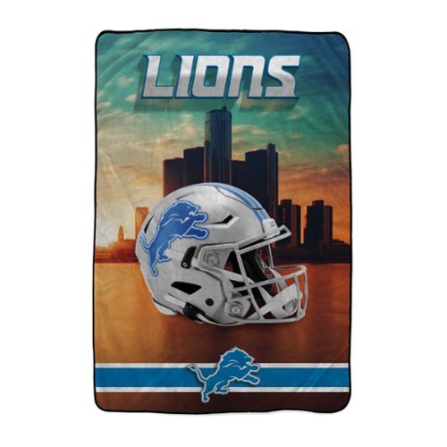 Pegasus - Detroit Lions 66" x 95" Oversized Skyline Series Helmet Ultra Cozy Blanket - Multicolor-Front_Standard 