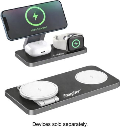 Energizer - 3-in-1 15W Magnetic MagSafe/Qi2 Compatible Fast 15W Charger, Charging Station/Stand for iPhone + AirPods + Apple Watch - Black - image 2