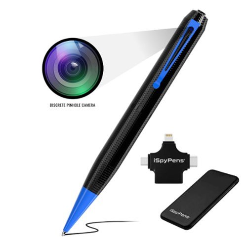 iSpyPens - iSpyPen Pro X 128GB Professional Grade Spy Pen Camera with Plug & Play Adapter and Portable Battery - Sapphire Blue-Front_Standard 