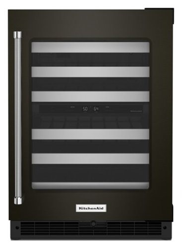 KitchenAid - 46-Bottle Dual Zone Wine Cellar with Glass Door and Metal-Front Racks - Black Stainless Steel-Front_Standard 