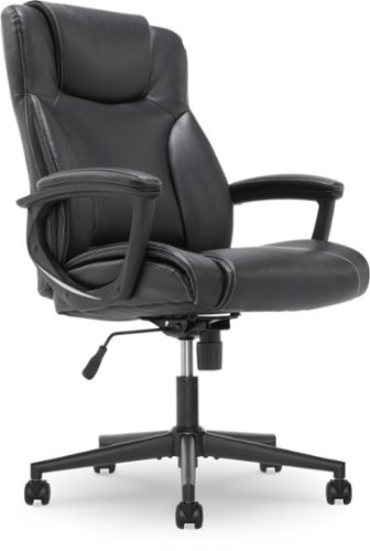 Serta - Connor Upholstered Executive High-Back Office Chair with Lumbar Support - Bonded Leather - Black-Front_Standard 