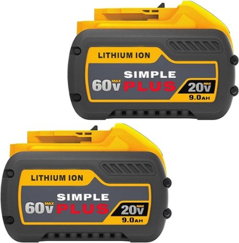 Simple Plus+ - 2-Pack 9.0Ah 20V/60V Replacement Battery for Dewalt Tools DCB606/609 Compatible with DeWalt 20-60V Battery Chargers-Front_Standard 