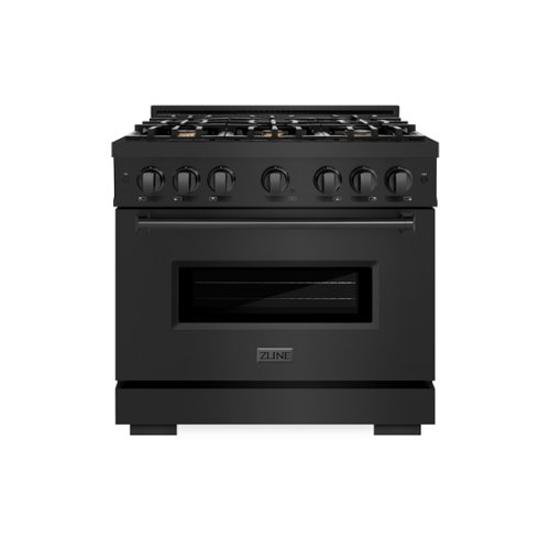 ZLINE - 36" Classic Gas Range w/ Convection Oven in Black Stainless & 6 Brass Burners (CGRB-BR-36) - Black Stainless Steel
