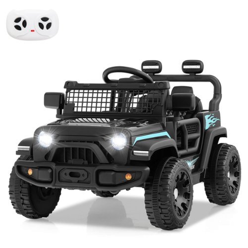 Costway - 12V Kids Ride on Truck Car Battery Powered Electric Vehicle with Remote Control - Black-Front_Standard 