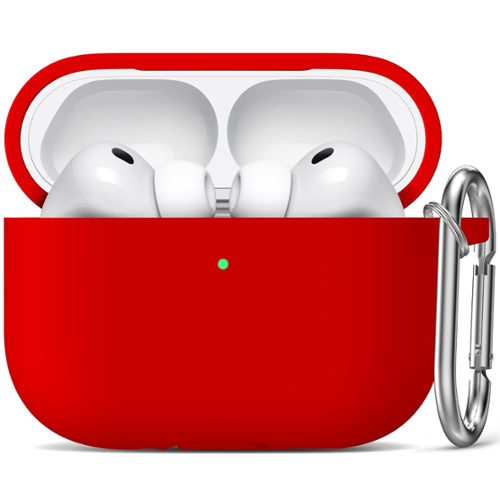 Entronix - Case Compatible with AirPods Pro 3rd Gen - Soft-Touch Liquid Silicone - Red-Front_Standard 