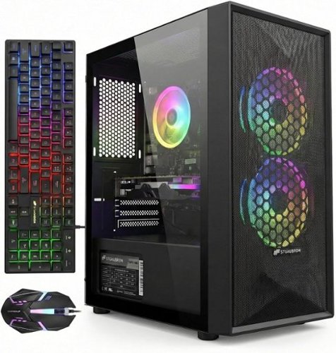 STGAubron - Gaming PC Desktop, Radeon RX 550 4G GDDR5 Graphics, Intel Core i5 up to 3.6GHz, 16G RAM, 512GB SSD, WIN11H - Black-Front_Standard 
