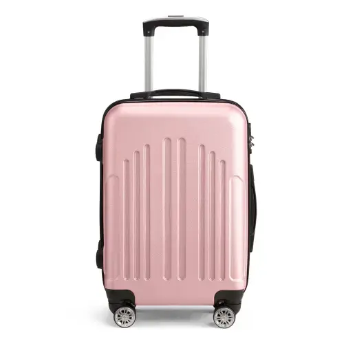Front. Winado - 20" Airline Approved Small Trolley Case ABS Hardside Suitcase with Double Spinner Wheels & TSA Lock for Travel Business - Pink.